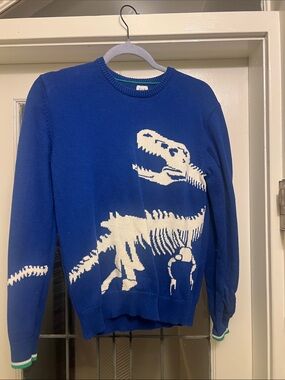 Blue Dinosaur Skeleton Crewneck Sweater - Men